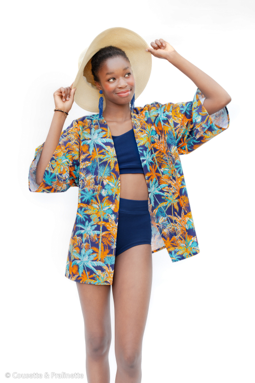 Preview: Baumwoll - Webware - Tropical Palm  - by Bienvenido Colorido - blau